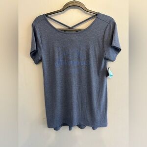 NWT Ouray sportswear navy heather short sleeved tee cross cross back size M